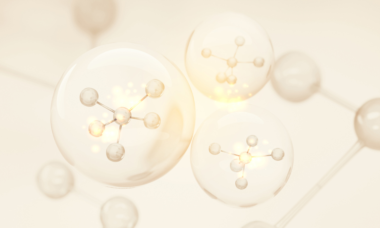 Molecule inside Liquid Bubble. skin care cosmetics
